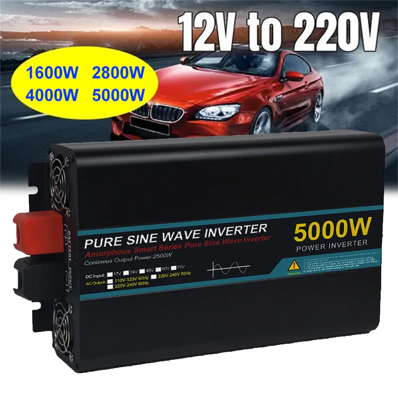 1600W/2800W/4000W/5000W Pure Sine Wave Car Inverter DC 12V To AC 220V Power Transformer Inverter
1600W/2800W/4000W/5000W Pure Sine Wave Car Inverter DC 12V To AC 220V Power Transformer Inverter
