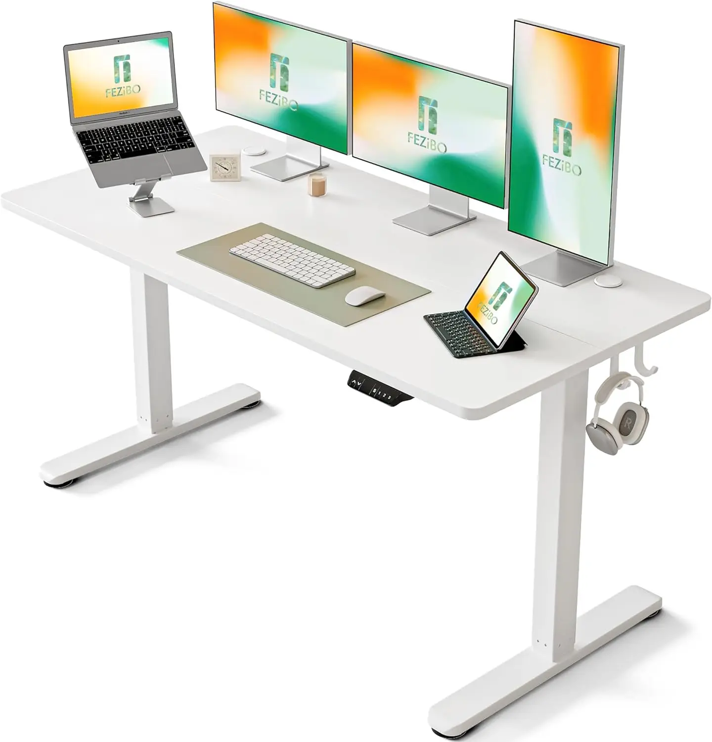 

FEZIBO Electric Standing Desk, 63 x 24 Inches Height Adjustable Stand up Desk, Sit Stand Home Office Desk,