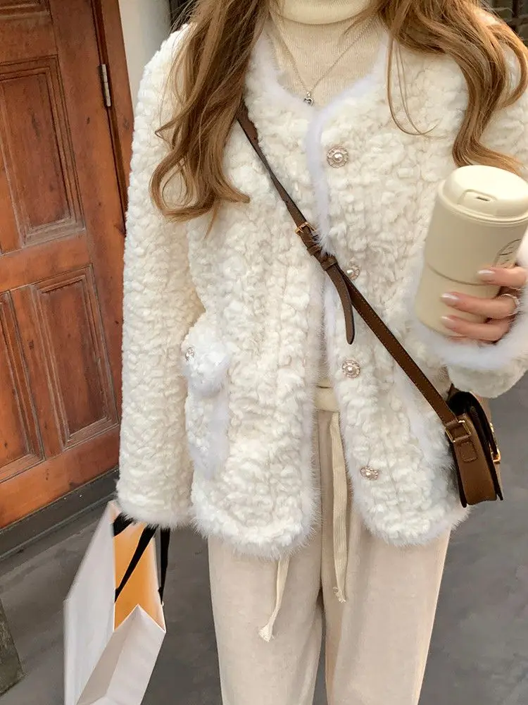 Lamb Wool Pink Fur Coat Women Faux Fur Jacket Chic Korean Long Sleeve Evening Party Dresses Luxury Designer Clothing Y2k Tops
Lamb Wool Pink Fur Coat Women Faux Fur Jacket Chic Korean Long Sleeve Evening Party Dresses Luxury Designer Clothing Y2k Tops