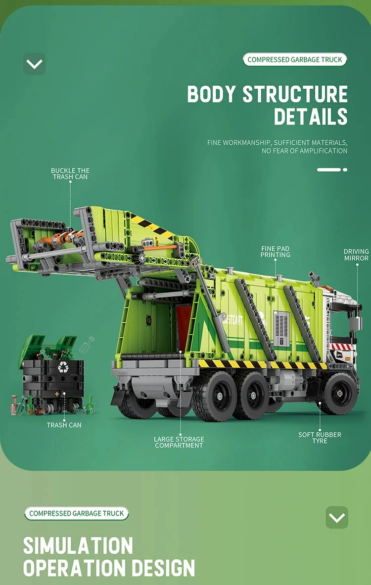 1468PCS Remote Control Compressed Garbage Truck Building Blocks City Sanitation Technical RC Car Model Bricks Kids Toys Gift MOC 1468PCS Remote Control Compressed Garbage Truck Building Blocks City Sanitation Technical RC Car Model Bricks Kids Toys Gift MOC