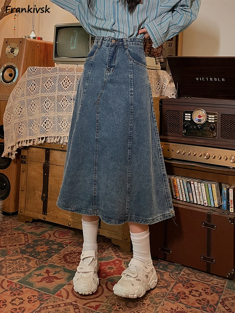 Autumn Midi Skirts Women S-5XL Denim Retro Chic Loose Schoolgirls Clothing High Waist Basic Korean Fashion Daily Faldas Lovely
Autumn Midi Skirts Women S-5XL Denim Retro Chic Loose Schoolgirls Clothing High Waist Basic Korean Fashion Daily Faldas Lovely
