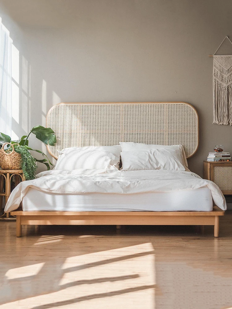 Solid wood headboard, natural genuine rattan homestay, model room background, floor to ceiling decoration, rattan bed backrest
Solid wood headboard, natural genuine rattan homestay, model room background, floor to ceiling decoration, rattan bed backrest