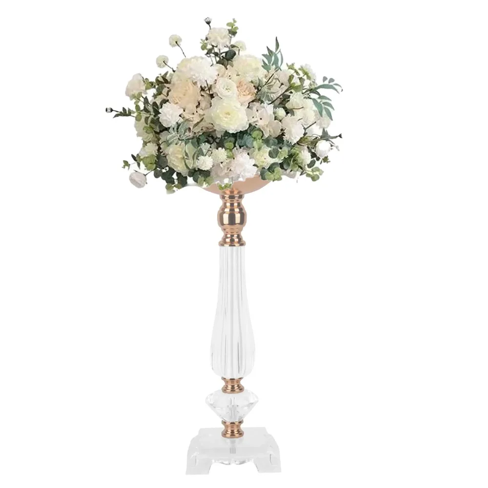 

Tall Acrylic Flower Stand Crystal Centerpiece for Wedding Clear Floral Vase Candle Holder Marriage Display Decor