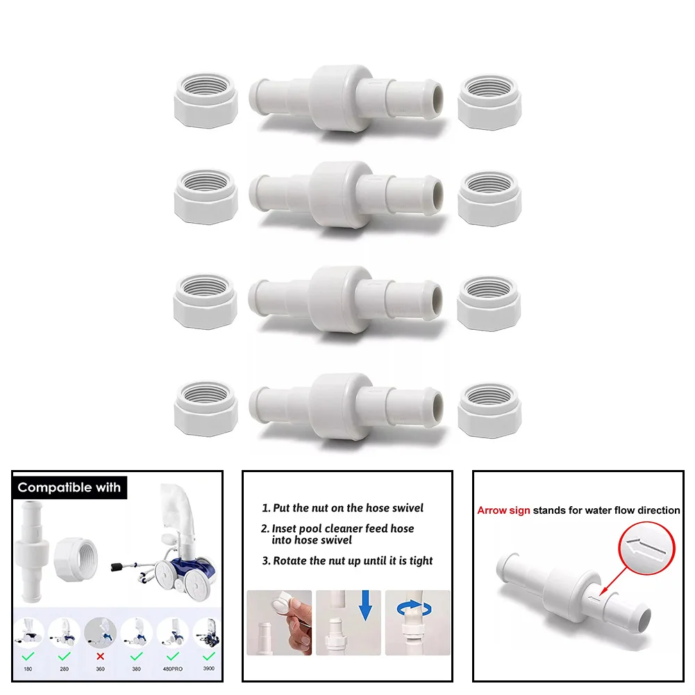 4Sets Pool Hose Swivel D20 With Hose Nut D15 Kit Swimming Pool Hose Ball Bearing For 280 380 180 Pool Cleaner Garden Supplies
4Sets Pool Hose Swivel D20 With Hose Nut D15 Kit Swimming Pool Hose Ball Bearing For 280 380 180 Pool Cleaner Garden Supplies