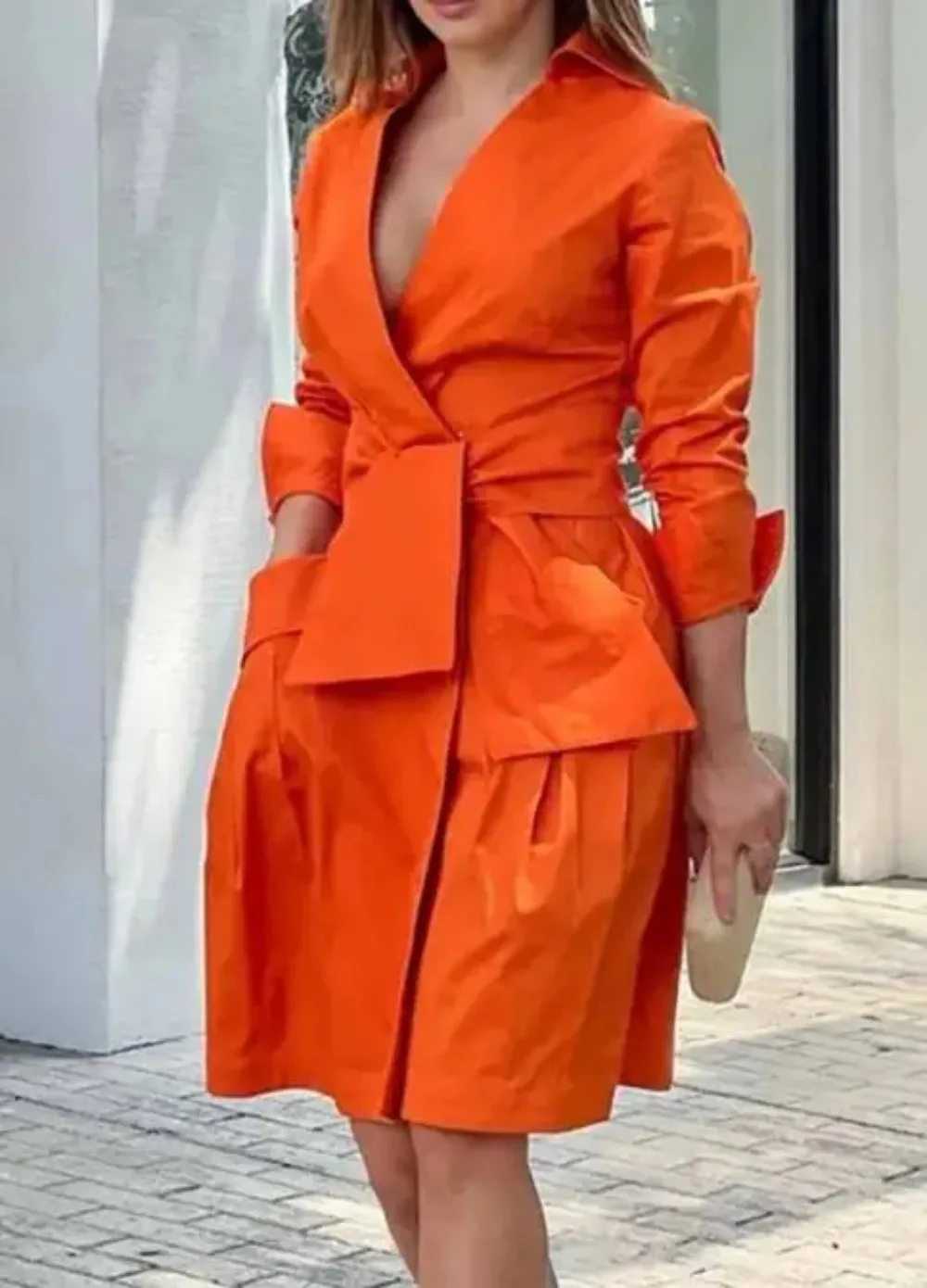 Women's Elegant Blazer Dress,Temperament Commuting, Lace-Up Pocket Design, Professional OL, Women Work, Office Fashion, V-Neck D 
Women's Elegant Blazer Dress,Temperament Commuting, Lace-Up Pocket Design, Professional OL, Women Work, Office Fashion, V-Neck D