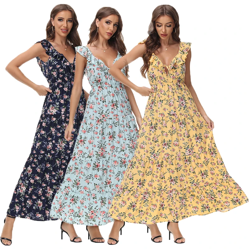 Boho Maxi Dress Women Retro Floral Print Short Sleeve V neck High waist Dresses Female Summer Beach Long Dress Ladies Vestidos
Boho Maxi Dress Women Retro Floral Print Short Sleeve V neck High waist Dresses Female Summer Beach Long Dress Ladies Vestidos