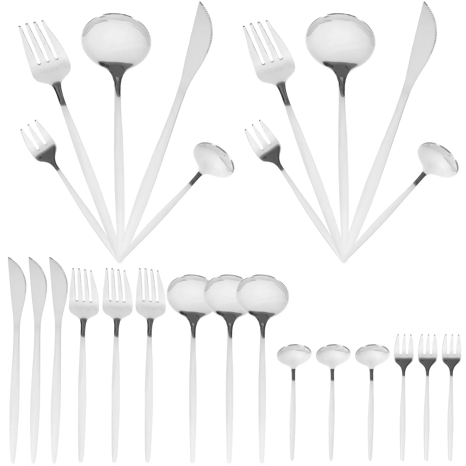 

30 Pcs Stainless Steel Cutlery Set Tableware Serving Utensils Flatware Kit Fork Spoon Steak