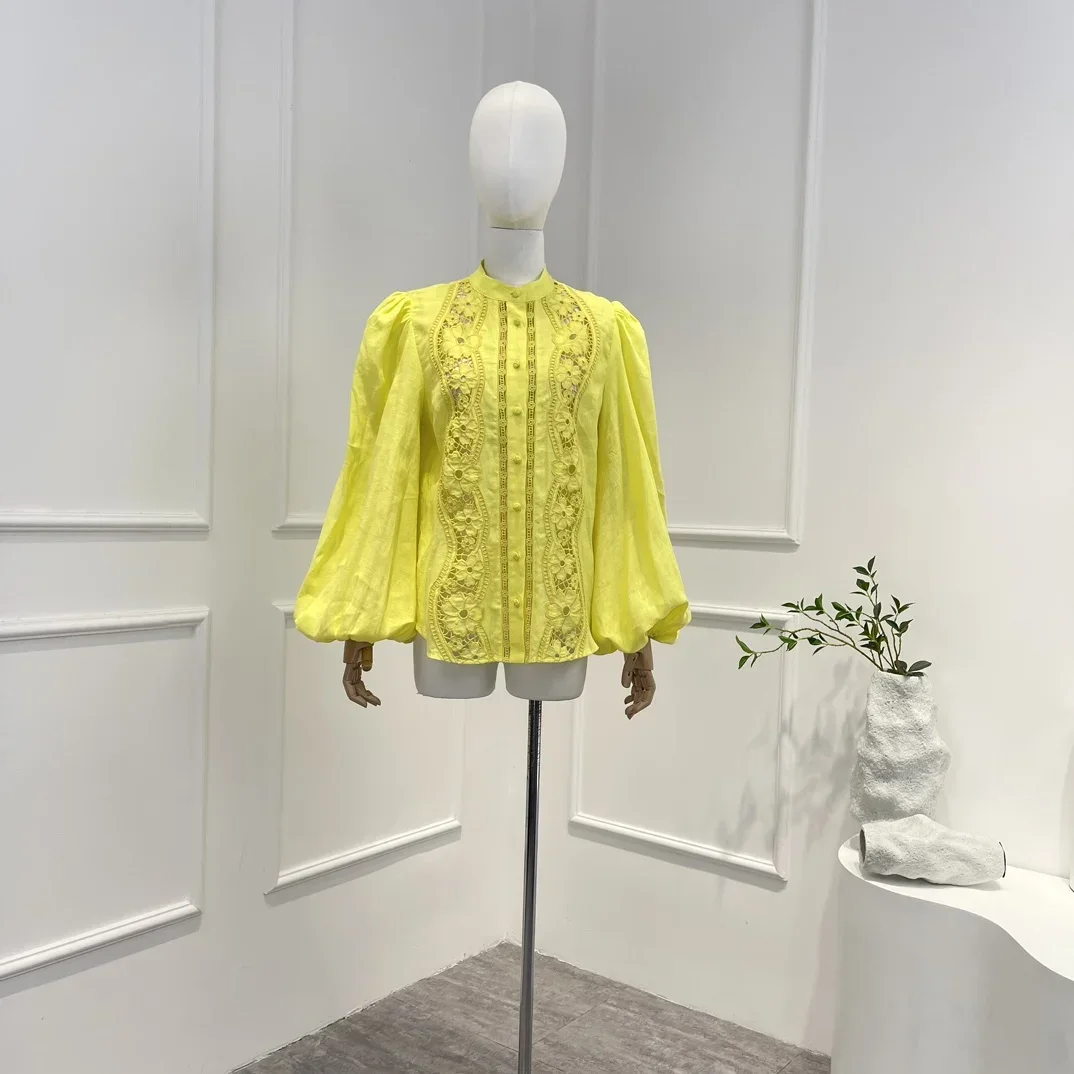 Yellow 2023 New Summer Linen High Quality White Hollow Flower Hook Embroidery Long Lantern Sleeve Blouse and Skirt Woman Set
Yellow 2023 New Summer Linen High Quality White Hollow Flower Hook Embroidery Long Lantern Sleeve Blouse and Skirt Woman Set