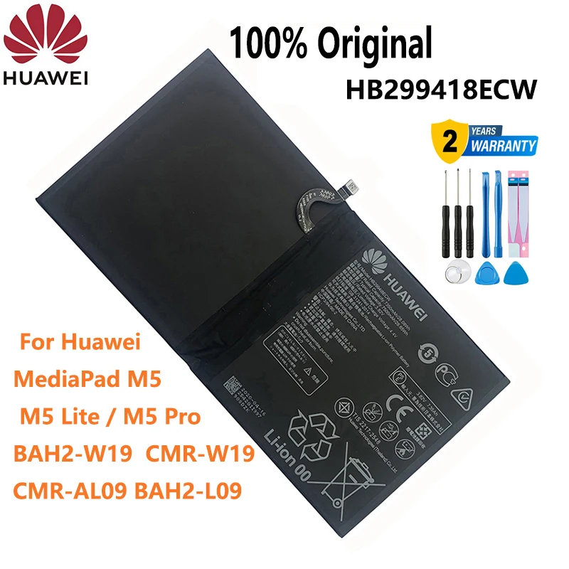 

100% Original New HB299418ECW 7500mAh For Huawei MediaPad M5 Lite Pro 10 BAH2-W19 10.8 CMR-W19 CMR-AL09 BAH2-L09 Battery