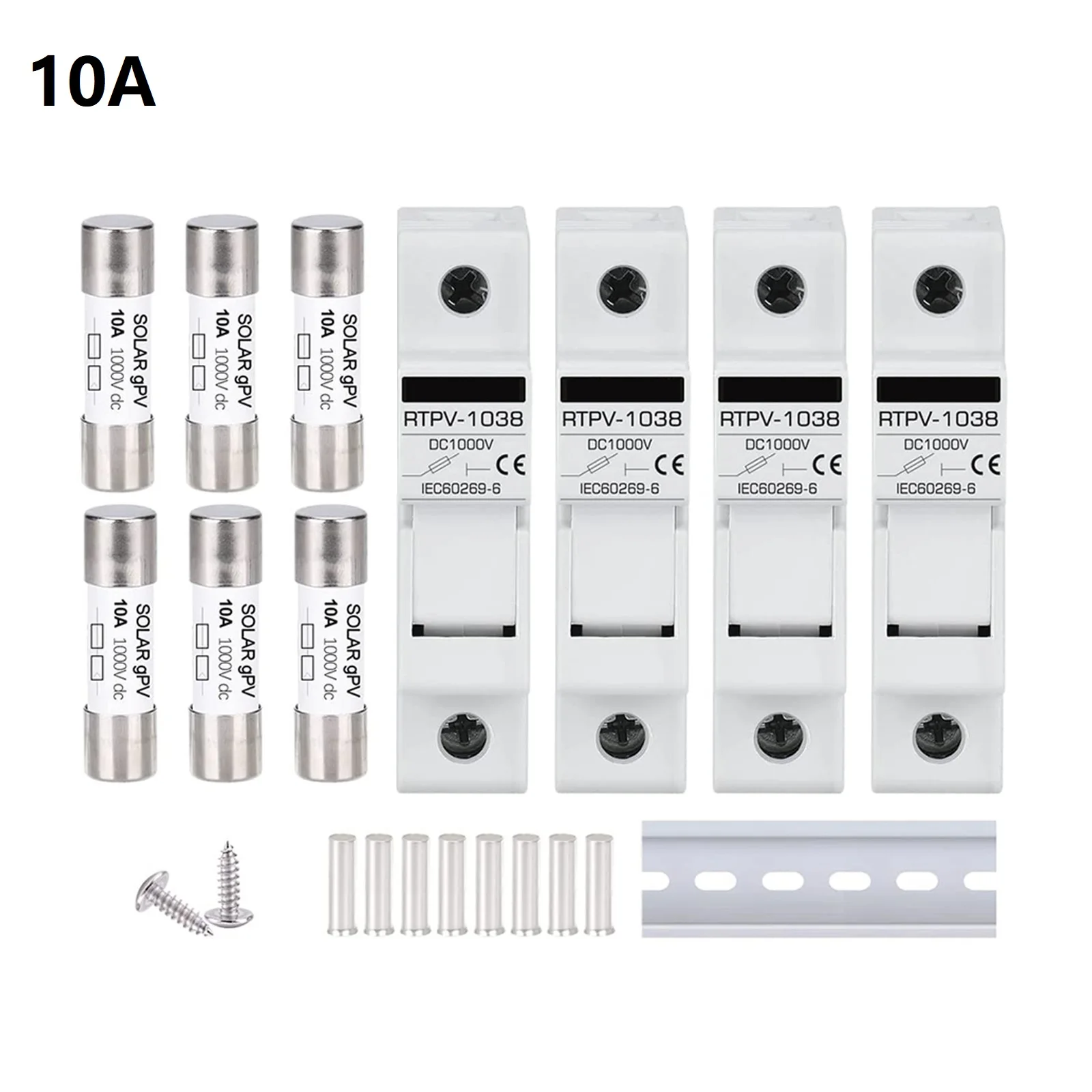 Universal DC Fuse Base PV Fuse Holders Indoors Outdoors 1Set DC1000V Photovoltaic Fuse 10/15/20/25/32A 10x38 Mm
Universal DC Fuse Base PV Fuse Holders Indoors Outdoors 1Set DC1000V Photovoltaic Fuse 10/15/20/25/32A 10x38 Mm