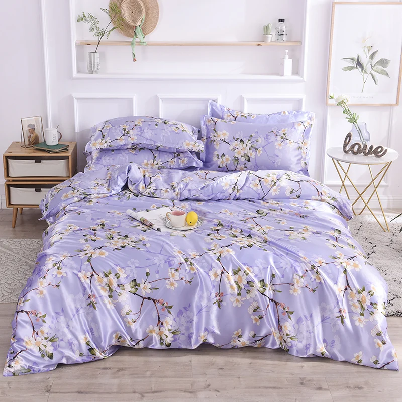 

Strawberry PLA Cool Fiber Bedding Sets Queen King Size Floral Printed Duvet Cover Twin Bedclothes for Summer Double Bed Sheet