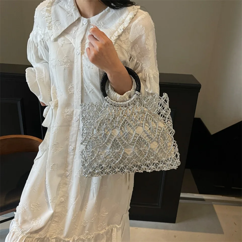 Luxury Woven Round Handle Bag - Designer Eco-Friendly Hollow-Out Handbag 12 S2a76342b38dd4273928f68fdddb6a9cfa