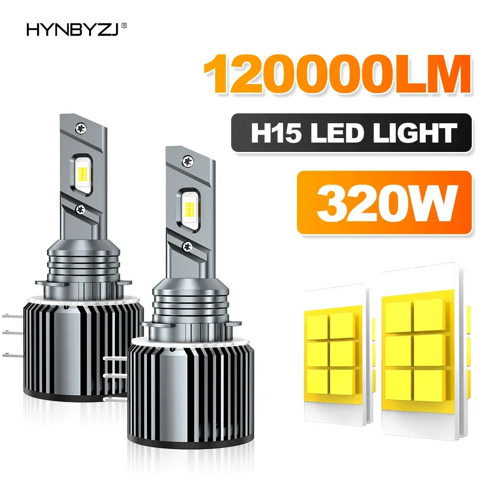 

HYNBYZJ H15 LED Headlights 120000LM 320W Lights for Car 12V High Low Beam Canbus No Error 6000K Car Daytime Running Lights Fog