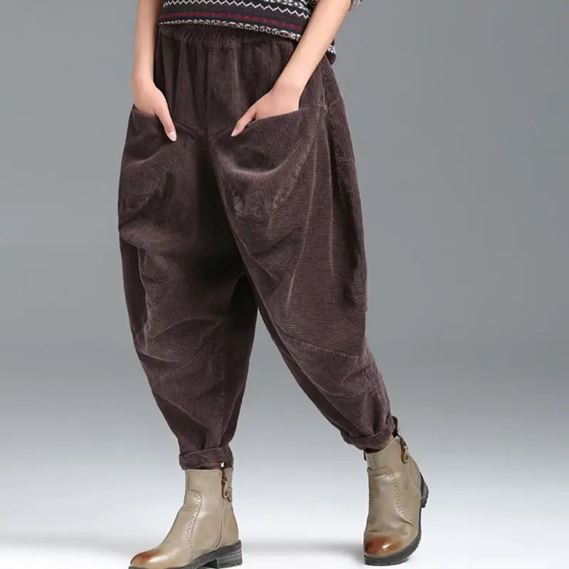 2022 New Arrival Autumn Winter Arts Style Women Cotton Corduroy Ankle-length Pants Casual Loose Elastic Waist Harem Pants V882
2022 New Arrival Autumn Winter Arts Style Women Cotton Corduroy Ankle-length Pants Casual Loose Elastic Waist Harem Pants V882