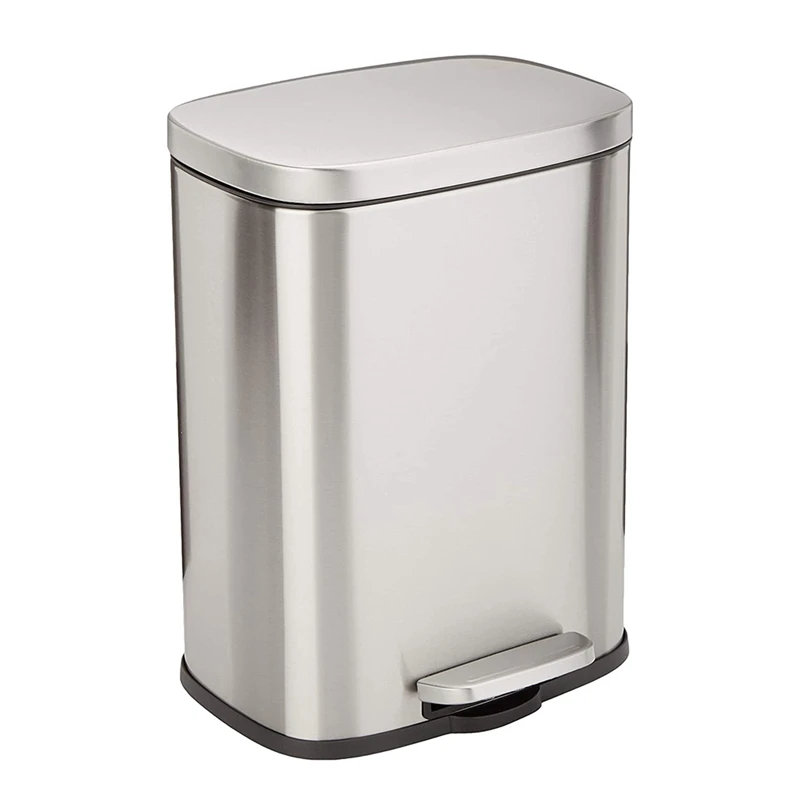12 Liter Soft-Close Smude Resistant Small Trash Can With Foot Pedal - Brushed Stainless Steel Satin Silver Finish
12 Liter Soft-Close Smude Resistant Small Trash Can With Foot Pedal - Brushed Stainless Steel Satin Silver Finish