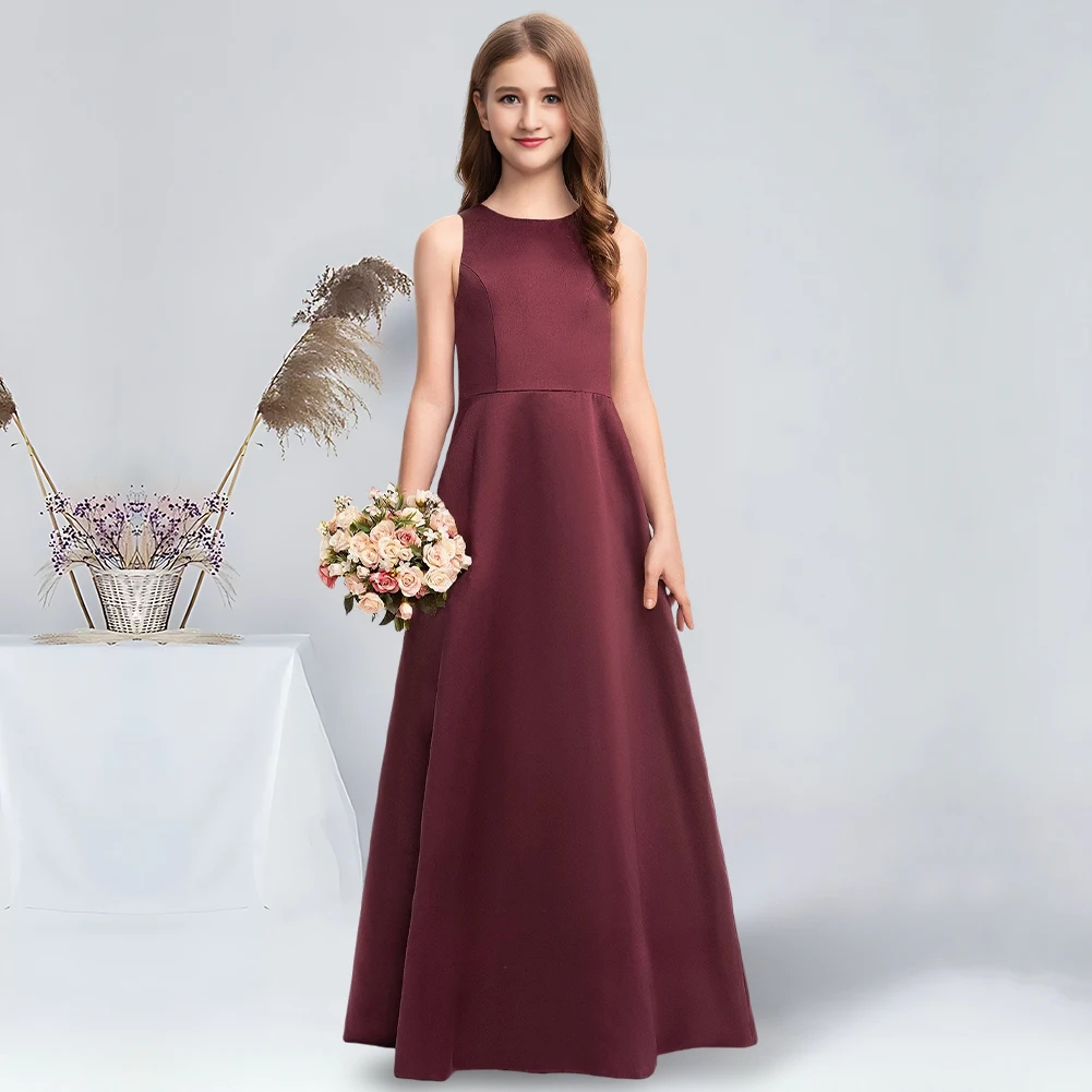 A-line Scoop Floor-Length Satin Junior Bridesmaid Dress Cabernet Flower Girl Dress for Wedding Teen Dress For Special Occasions
A-line Scoop Floor-Length Satin Junior Bridesmaid Dress Cabernet Flower Girl Dress for Wedding Teen Dress For Special Occasions