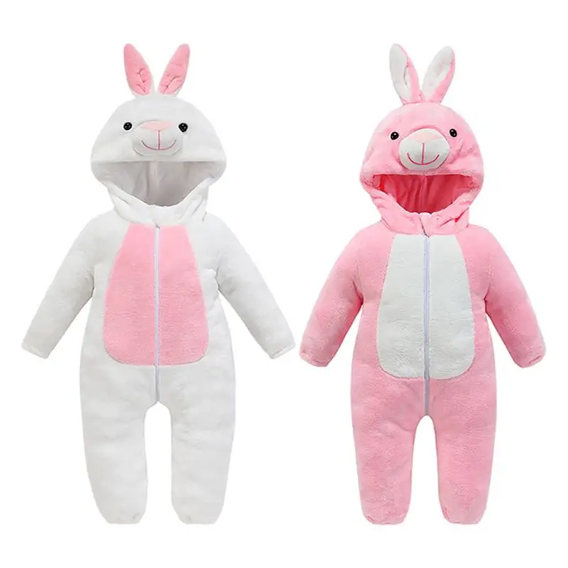 

Toddler Animal Costume Bunny Newborn Baby Rompers Dress Up for Traveling Halloween Cartoon Jumpsuit for Winter Hooded Onesie