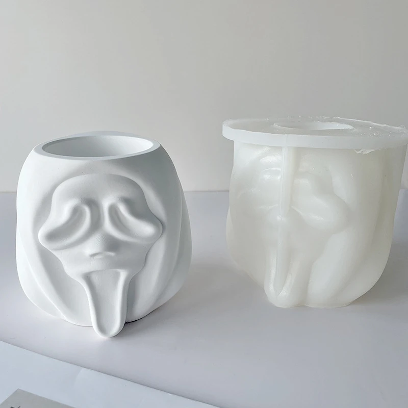 

Halloween Grimace Flowerpot Silicone Mold DIY Plaster Concrete Cement Resin Mould Mini Flower Vase Mould Home Decoration