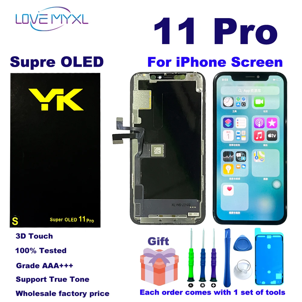 Grade AAA+++ Super OLED Screen For iPhone 11 Pro LCD Display Touch Screen Digitizer Replacement Parts Support True Tone Assembly
Grade AAA+++ Super OLED Screen For iPhone 11 Pro LCD Display Touch Screen Digitizer Replacement Parts Support True Tone Assembly
