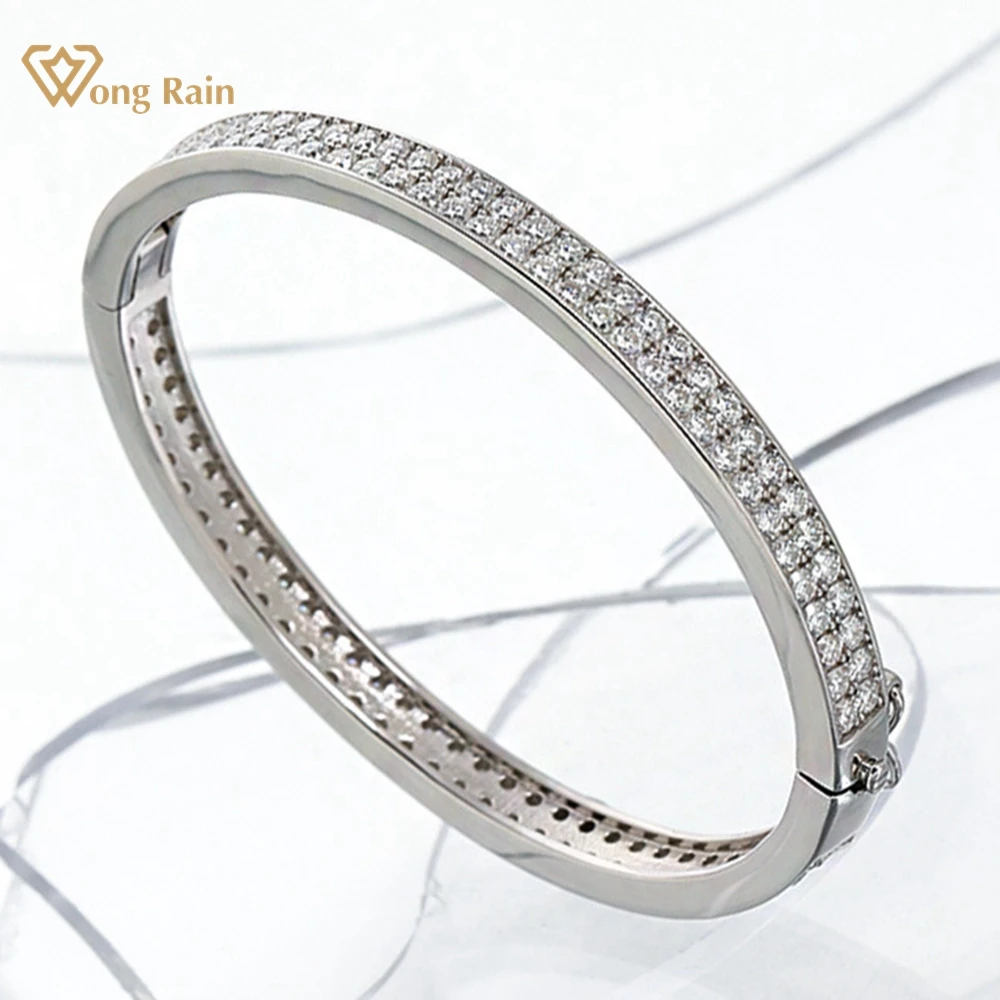 

Wong Rain 925 Sterling Silver VVS1 3EX Pass Test D Color Diamonds Gemstone Real Moissanite Fine Women Bracelets Bangle Jewelry