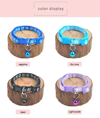 

Cute Bell Collar For Cats Dog Puppy Teddy Bomei Cartoon Funny Footprint Collars Leads Cat Accessories Animal Supplies