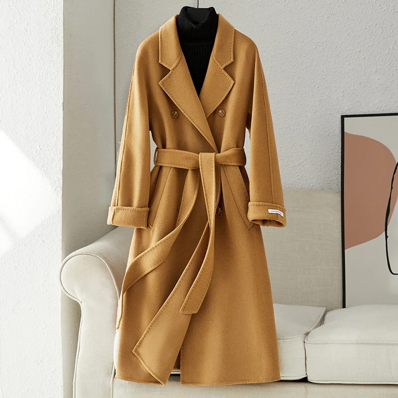 Medium length double-sided cashmere coat for women's autumn and winter 2023 new high-end lace up 100 pure wool coat
Medium length double-sided cashmere coat for women's autumn and winter 2023 new high-end lace up 100 pure wool coat