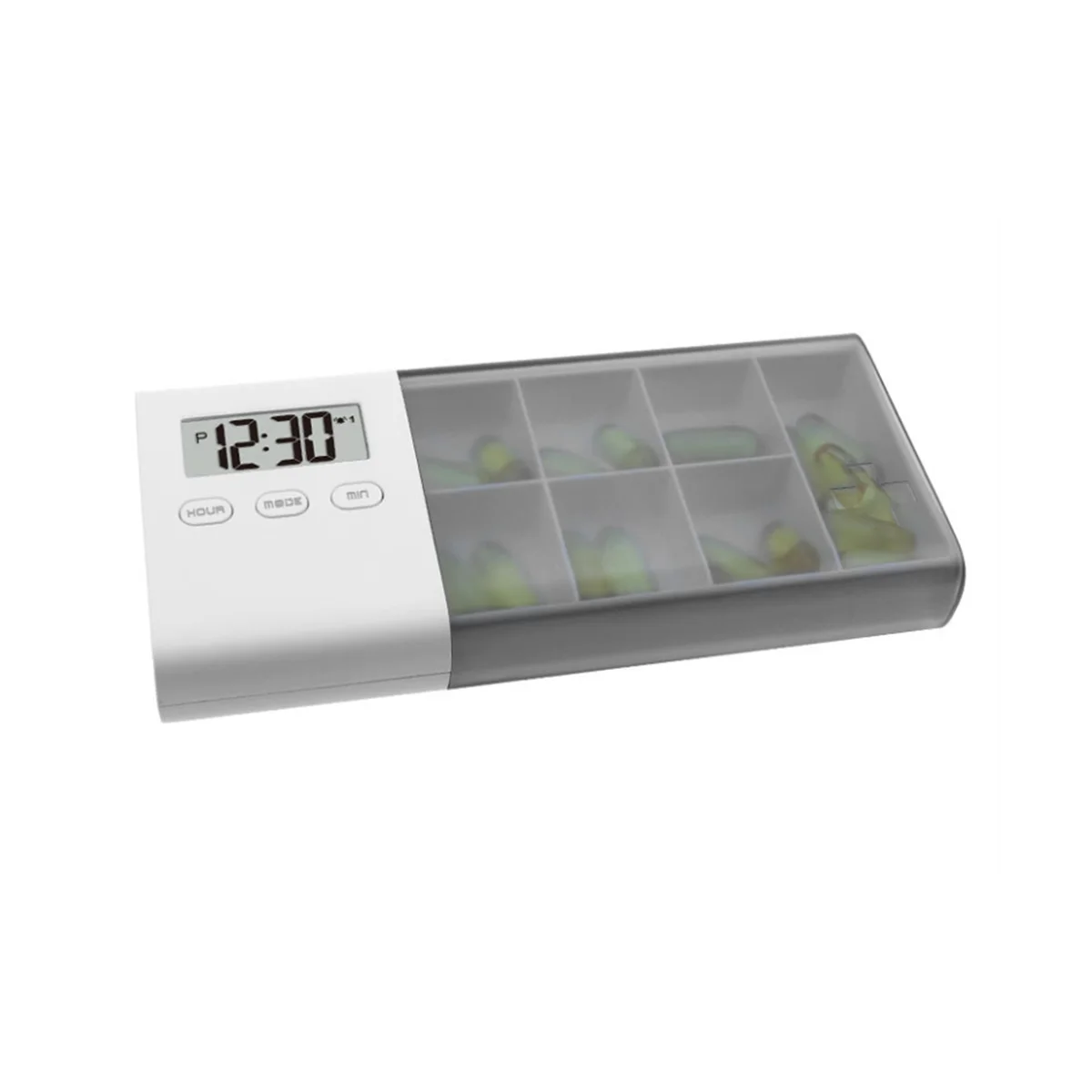 

7 Grid Pill Box Medicine Storage Box Electronic Timing Reminder Medicine Boxes Alarm Timer Pills Organizer(Grey)