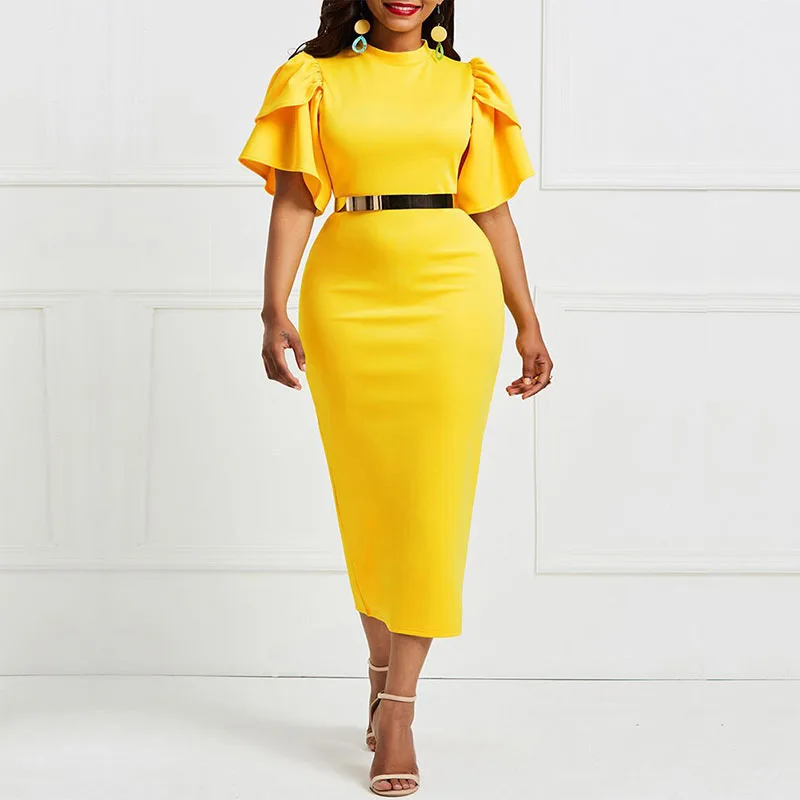 Women Bodycon Pencil Dresses African Solid Color O Neck Short Flared Sleeve Dress Summer High Waist Elegant OL African Outfits
Women Bodycon Pencil Dresses African Solid Color O Neck Short Flared Sleeve Dress Summer High Waist Elegant OL African Outfits
