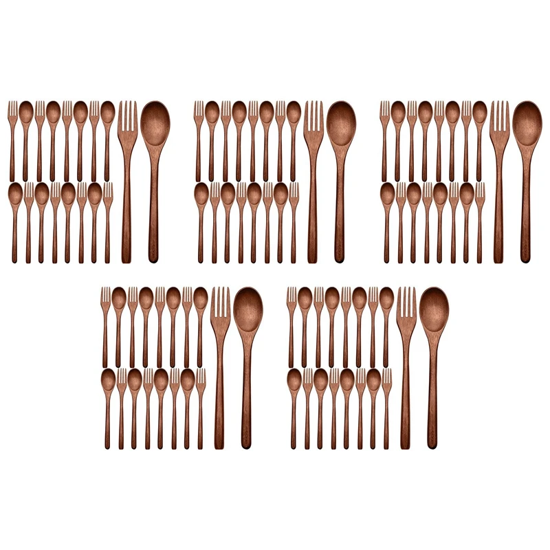 

80Pcs Wooden Spoons Forks Set Including Wooden Spoons And Wooden Forks Japanese Wooden Utensil Set Reusable Handmade