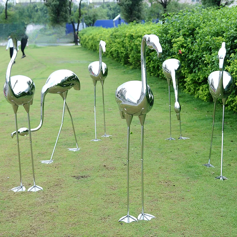 

Скульптура Фламинго из нержавеющей стали для использования на открытом воздухе, украшение для офиса, сада, крана, приземления, поделки с лебедями