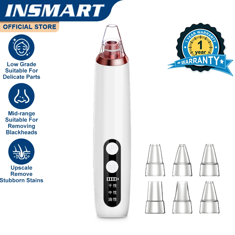 

INSMART Electric Facial Blackhead Remover Vacuum Pore Cleaner Acne Cleanser Black Spots Removal Face Nose Deep Cleaning Tools