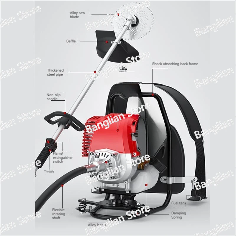 

4 Stroke Gasoline Engine Knapsack Petrol Mower Brush Cutter Grass Cutter Eradicator Multifunction Currowing Cutting Tools