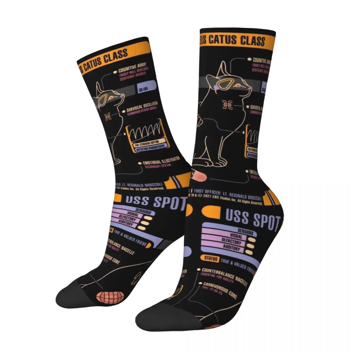 

USS Spot Cat Star Treks Unisex Socks Windproof 3D Print Happy Socks Street Style Crazy Sock