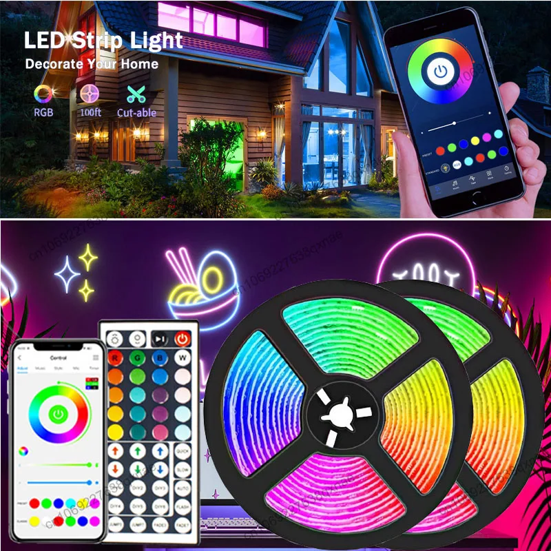 LED Strip Lights for Bedroom LED 1-5m 10m 15m 20m 30m Color 5050 RGB Led Tape Room Decoration TV Backlight Bluetooth Neon Lights
LED Strip Lights for Bedroom LED 1-5m 10m 15m 20m 30m Color 5050 RGB Led Tape Room Decoration TV Backlight Bluetooth Neon Lights