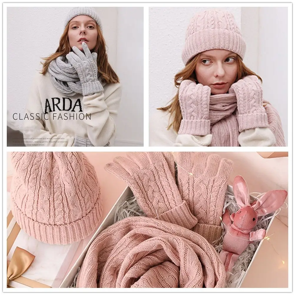 Fashion Beanie Hat Knitted Beanie Cap Touchscreen Gloves Warm Hat Scarf Gloves Set Ladies Hat
Fashion Beanie Hat Knitted Beanie Cap Touchscreen Gloves Warm Hat Scarf Gloves Set Ladies Hat