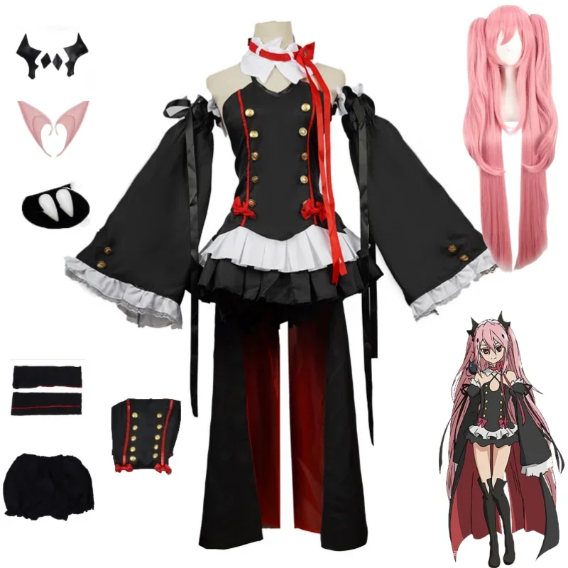 

Krul Tepes Cosplay Costume Anime Seraph of The End Owari No Seraph Krul Tepes Cosplay Wig Witch Vampire Dress Halloween Clothes