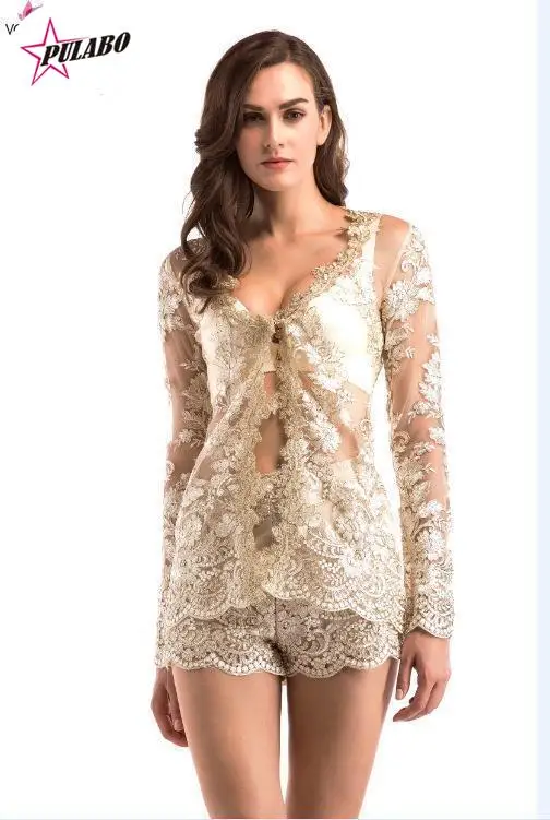 Fashion Embroidery Sexy Two Piece Sets Women Lace V Neck Hollow Out Cardigan And Shorts Nightclub Perspective Outfits
Fashion Embroidery Sexy Two Piece Sets Women Lace V Neck Hollow Out Cardigan And Shorts Nightclub Perspective Outfits