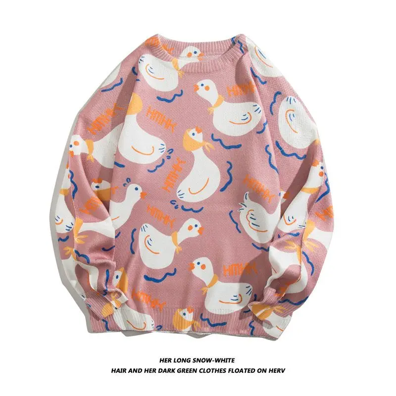 Boho Cartoon Duck Jacquard Japanese Loose Sweater Men Knitted Sweater Women O Neck Casual England Style Pullovers Winter Jumpers
Boho Cartoon Duck Jacquard Japanese Loose Sweater Men Knitted Sweater Women O Neck Casual England Style Pullovers Winter Jumpers