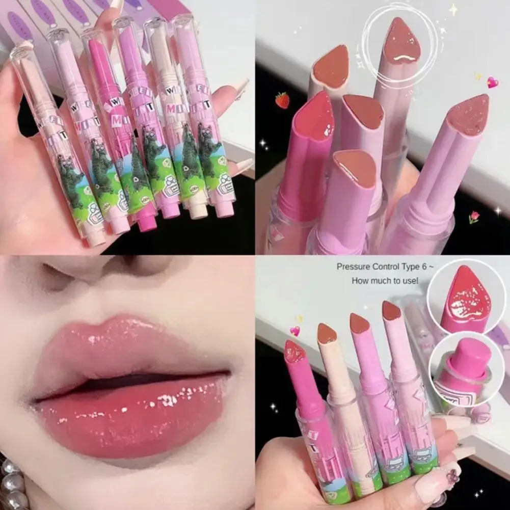 

Heart -shaped Lipstick Mirror Water Luminous Texture To Waterproof Lip Color And Makeup Moisturizing Lips Charming Easy Gla B7C1