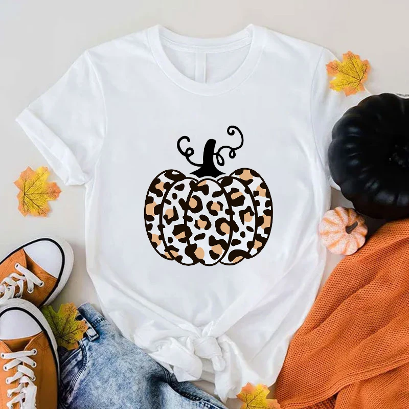 New Fall Leopard Print Pumpkin Print T Shirt Women Men Short Sleeve Tops Tees Summer Fashion Loose Casual T-Shirt
New Fall Leopard Print Pumpkin Print T Shirt Women Men Short Sleeve Tops Tees Summer Fashion Loose Casual T-Shirt