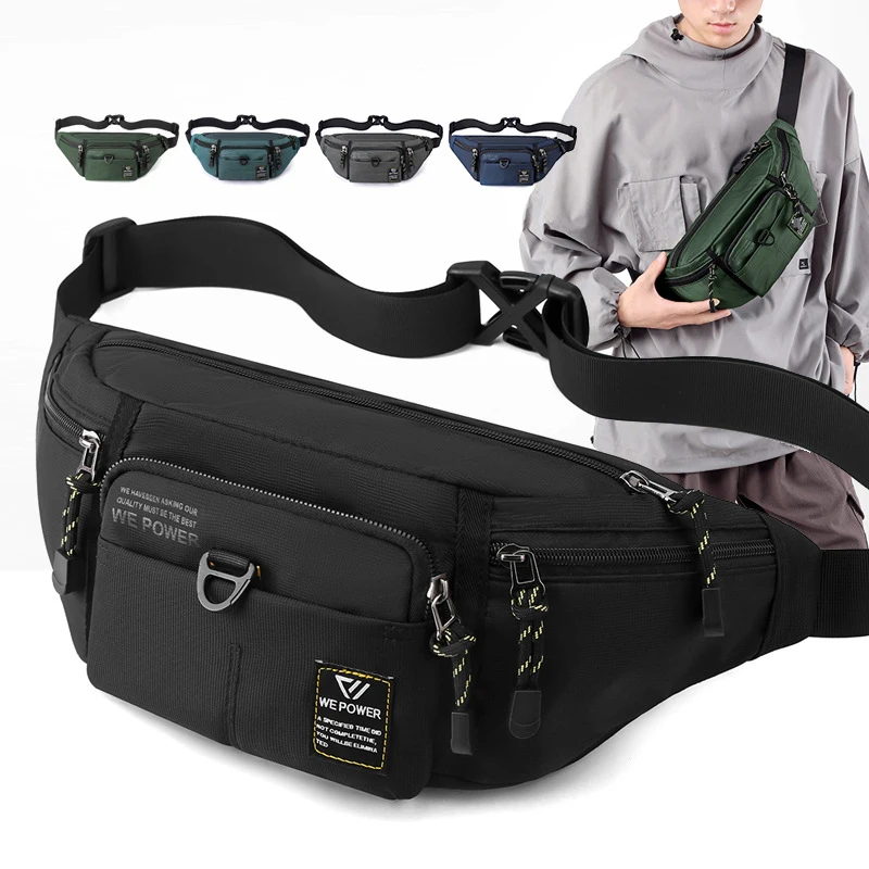 

Men Waist Fanny Pack Belt Sling Chest Bag Travel Multi-Pocket Military Fashion Money Male Nylon Pouch Purse Bum Hip Bags