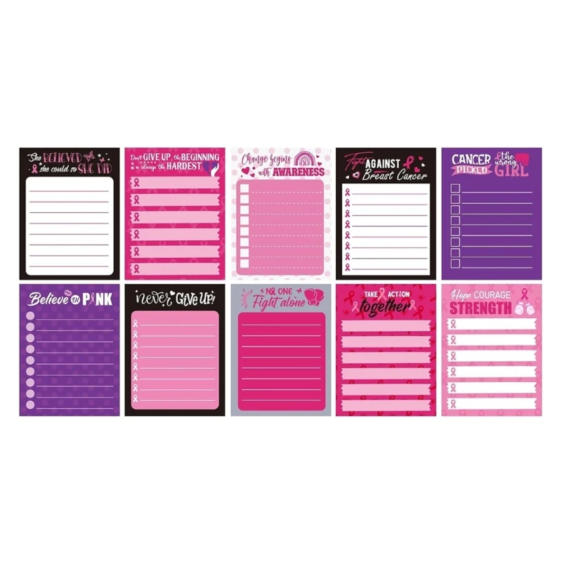 

M17B 10 шт. самоклеящиеся блокноты для заметок с розовой лентой, тематические заметки, удобные липкие блокноты для студентов