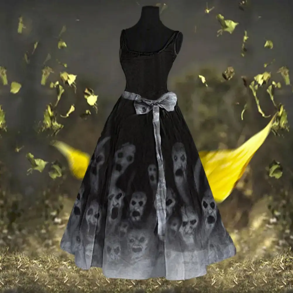 Halloween Women Dress Sleeveless Lace Swing Scary Cocktail Dress Ghost Print A-line Scoop Neck Flared Dress with Belt
Halloween Women Dress Sleeveless Lace Swing Scary Cocktail Dress Ghost Print A-line Scoop Neck Flared Dress with Belt