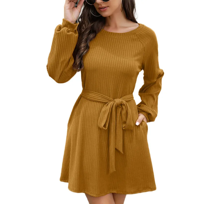 2023 NEW Autumn AND Winter Fashion Corduroy Round Neck Fashion Knitted Belt Simple and Casual Style Versatile Women's Dress
2023 NEW Autumn AND Winter Fashion Corduroy Round Neck Fashion Knitted Belt Simple and Casual Style Versatile Women's Dress