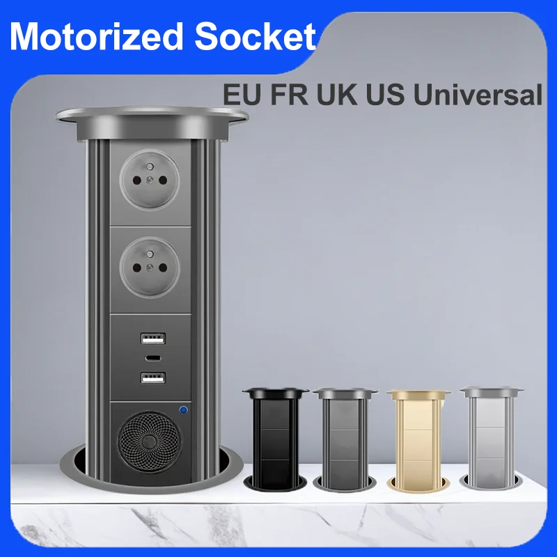 EU FR UK US Universal Power Outlet, Motorized Pop up Socket with USB Type-C Charging Port, Automatic Power Plug for Desktop
EU FR UK US Universal Power Outlet, Motorized Pop up Socket with USB Type-C Charging Port, Automatic Power Plug for Desktop
