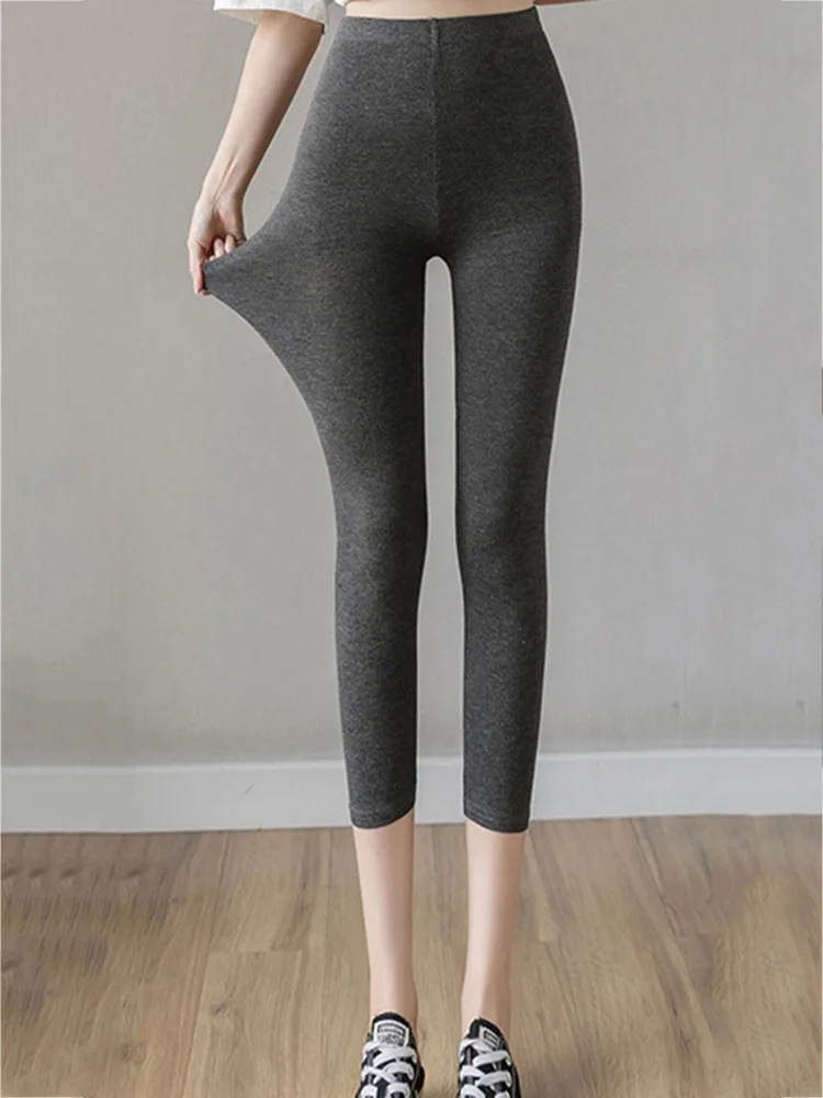 

Elastic Fashion High Waist Trouser Modal Tights Solid Casual Leggings Women Workout Fitness Black Gray White Running Gym Leggins