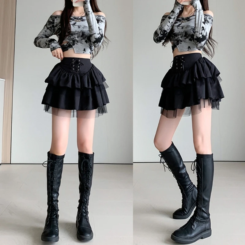 Womens Japanese JK Pleated Tiered Mesh Trim Lace-Up High Waist A-Line Mini Skirt
Womens Japanese JK Pleated Tiered Mesh Trim Lace-Up High Waist A-Line Mini Skirt
