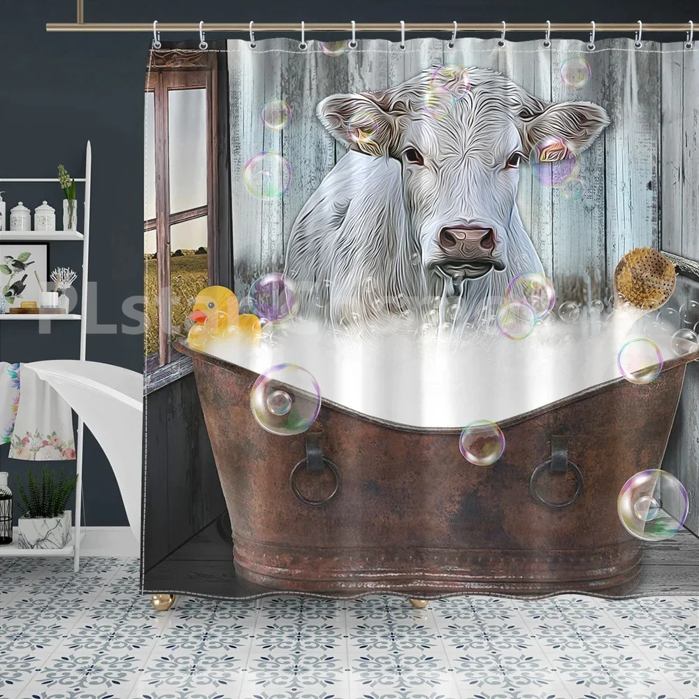 Charolais In The Bathtub Shower Curtain 3D Printed Bathroom Curtains with Hooks Funny Animal Shower Curtain
Charolais In The Bathtub Shower Curtain 3D Printed Bathroom Curtains with Hooks Funny Animal Shower Curtain