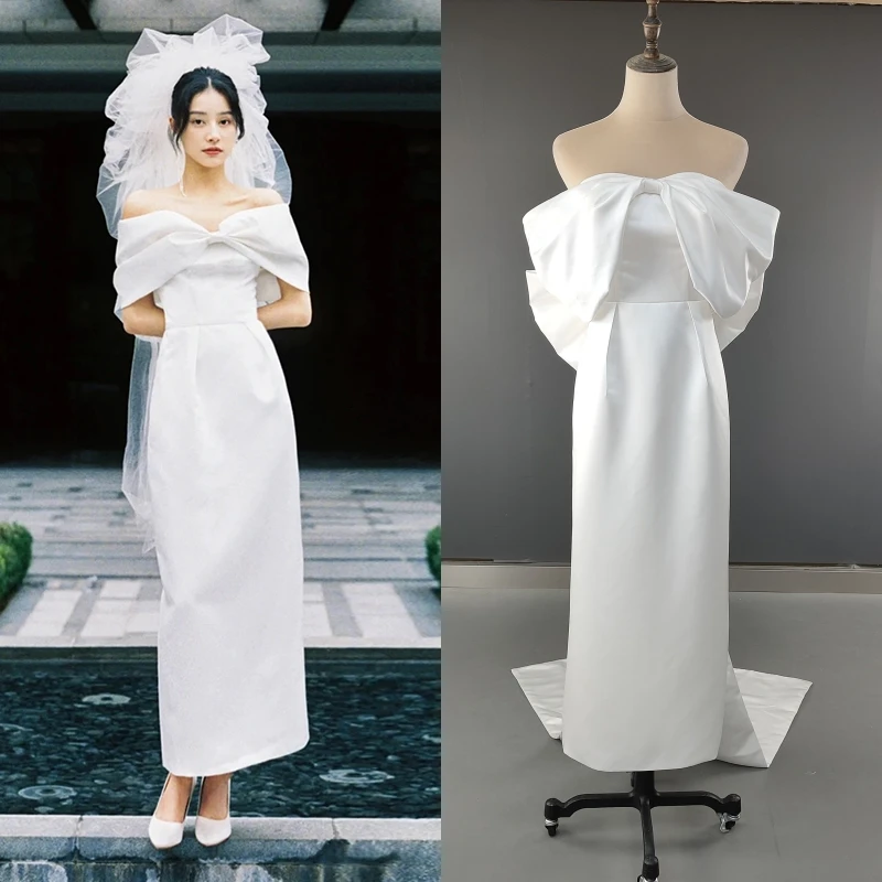 Реальные фотографии 2238 #, свадебное платье со съемным большим бантом и открытыми плечами, блестящее мягкое атласное платье невесты с низкой спинкой на заказ 
Реальные фотографии 2238 #, свадебное платье со съемным большим бантом и открытыми плечами, блестящее мягкое атласное платье невесты с низкой спинкой на заказ