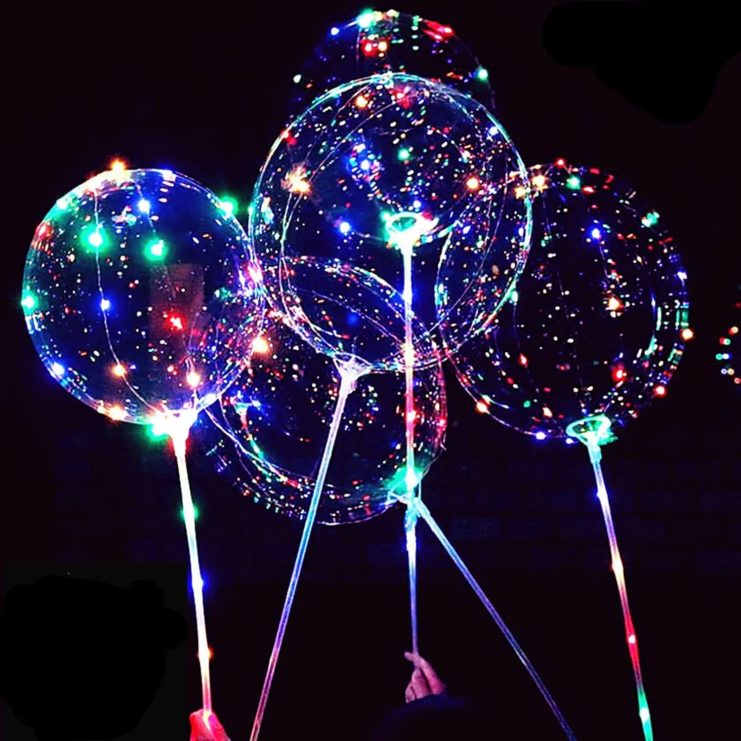 

LED Light Up Bobo Balloons Flashing Handles 20 Inches Bubble Bobo Balloons 70 cm Sticks Christmas Birthday Party Decoration